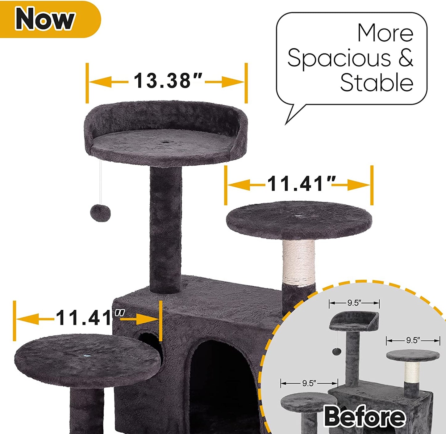 54In Cat Tree Tower for Indoor Cats Multi-Level Cat Condo Cat Bed Furniture with Scratching Post Kittens Activity Center