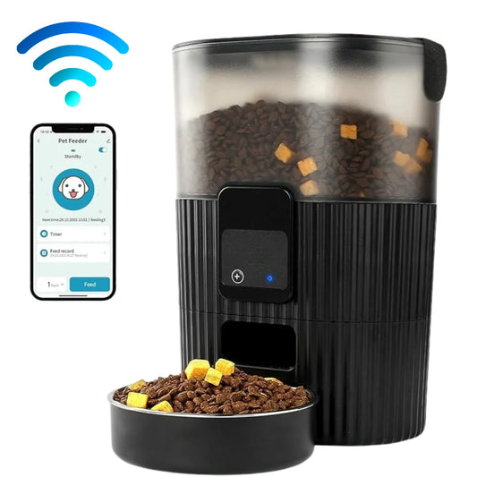 Smart Automatic Pet Feeder, Wifi-Enabled Pet Feeder for Cat and Dog, Compatible with Alexa & Echo, Features 15-Cup Capacity and Timed Dispensing, Remote Feeding up to 10 Meals Daily via App Control